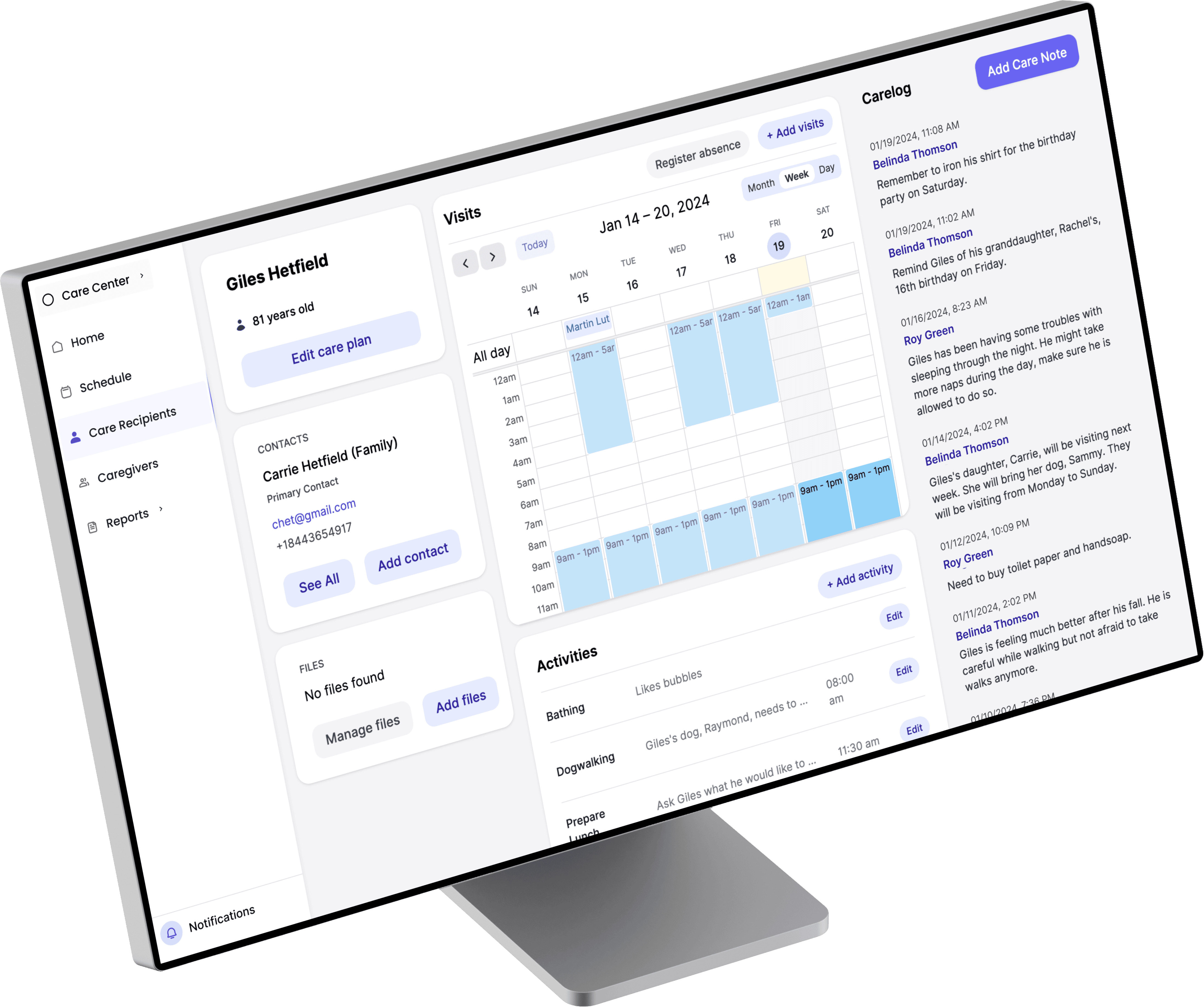 office.dala.care schedule and reporting dashboard